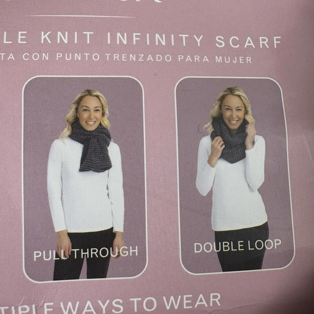 Serra Infinity Scarf Women OS Blue Cable Knit Oeko-Tex‎ Cozy Fairy Cottagecore